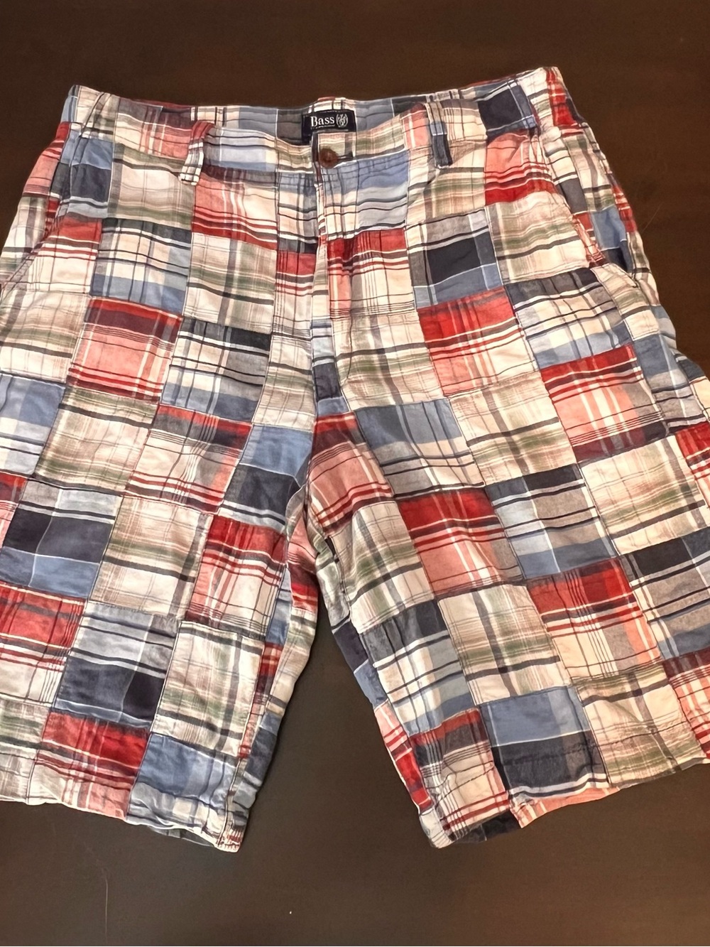 G.H. Bass & Company Vintage Men’s Multicolor Madras Patchwork Plaid Shorts Sz 34